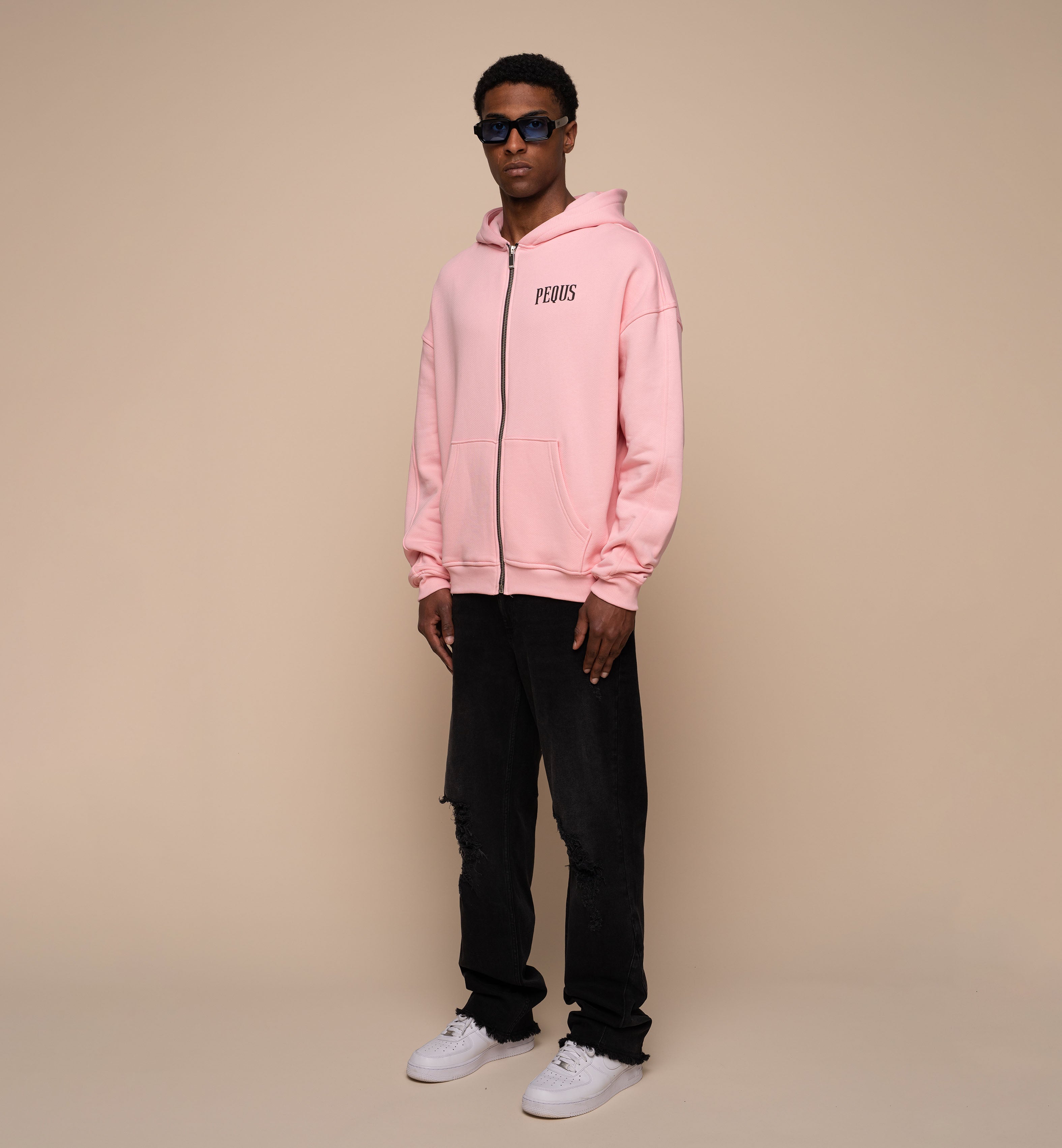 Pink zip hoodie outlet men's