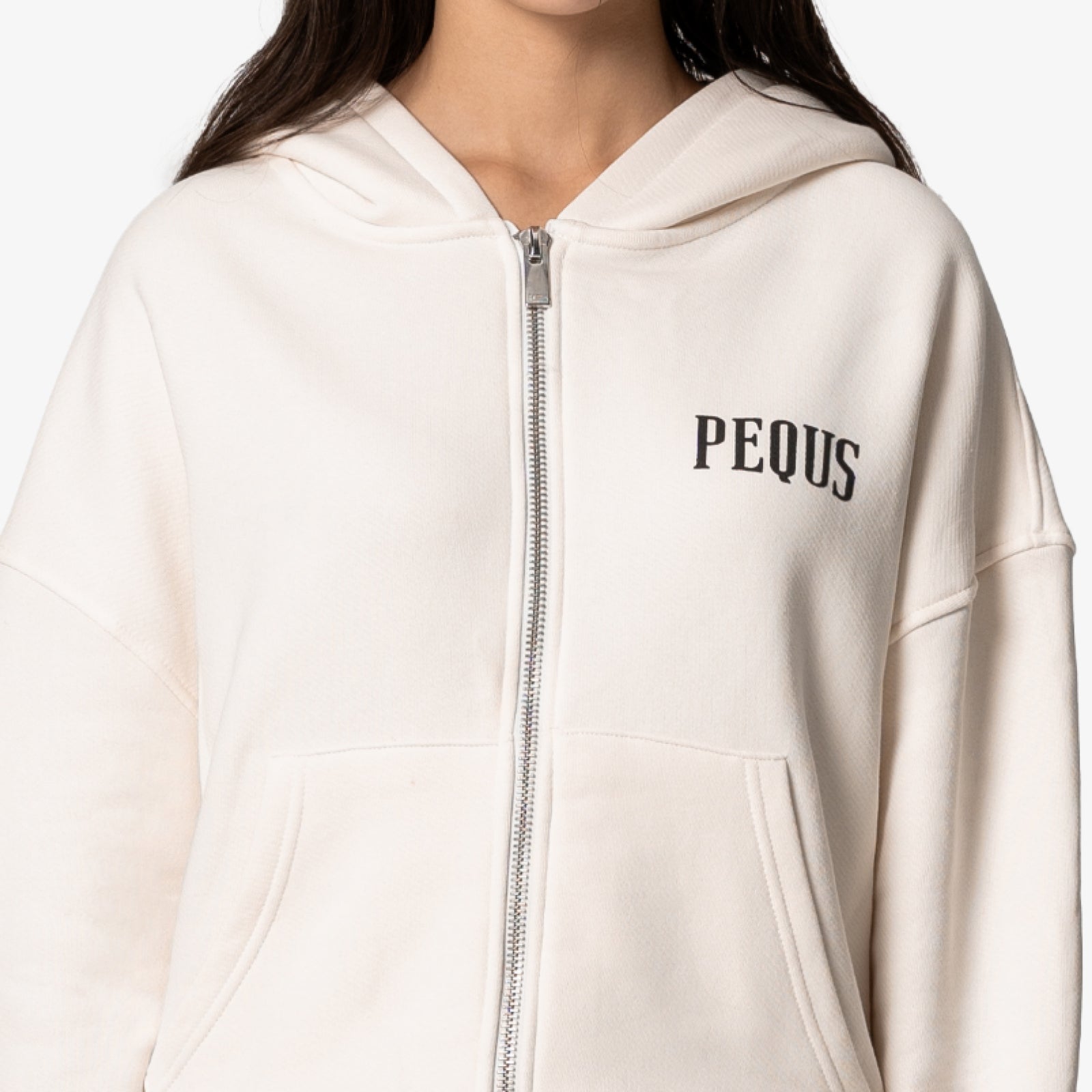 Chest Logo Cropped Zip Hoodie